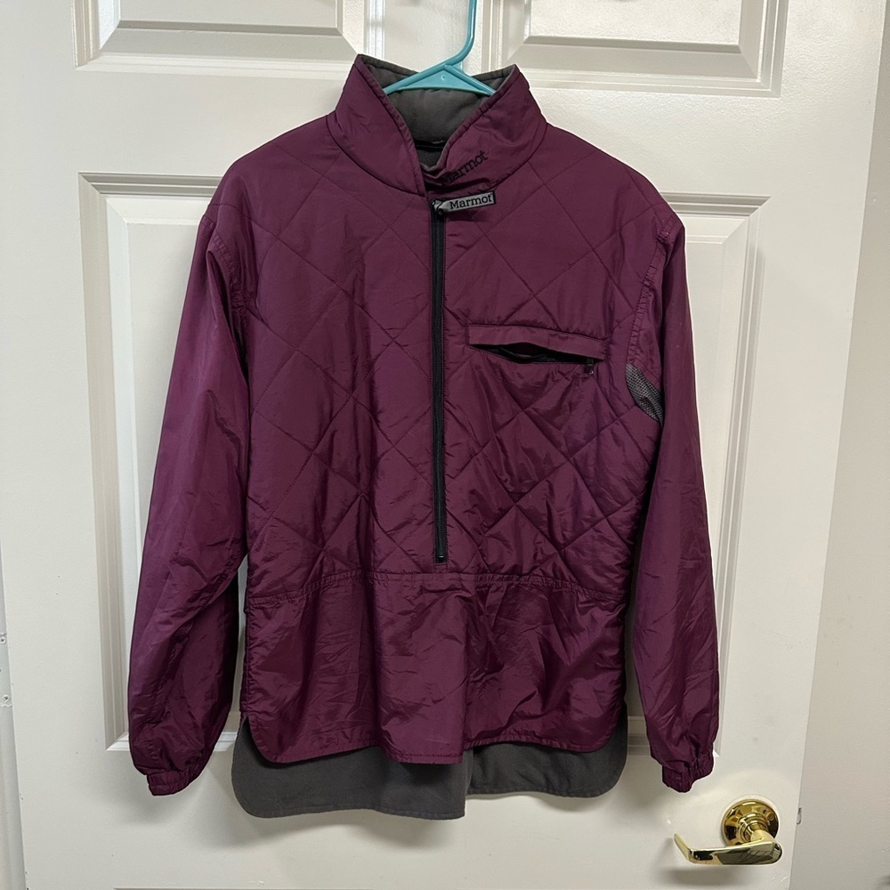 Marmot Women’s Burgundy/Wine Quilted Driclime Midweigt 1/2 Zip Pullover S
